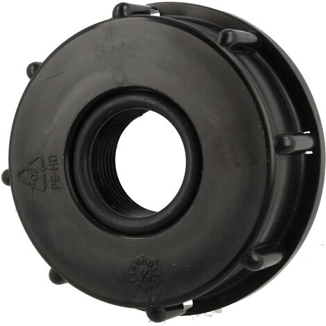 tecuro IBC Adapter Anschlusskappe mit Grobgewinde S60 x 6 und Innengewinde 1 Zoll, HDPE