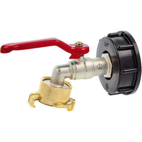 tecuro Kugelauslaufventil mit Schnellkupplung und IBC Adapter Grobgewinde S60 x 6