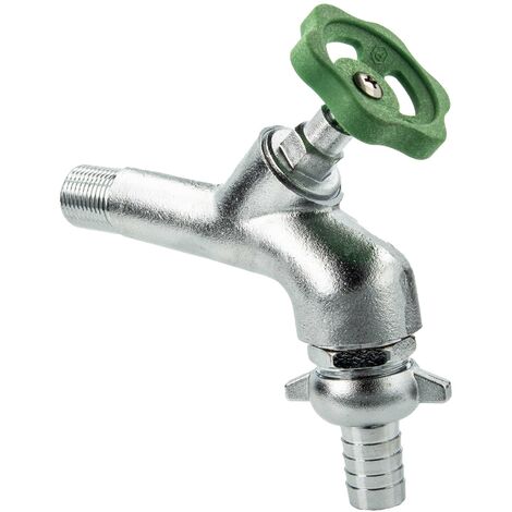 tecuro Auslaufventil 1/2 Zoll, Handrad-Oberteil, Schlauchtülle, Dichtband - Messing mattverchromt