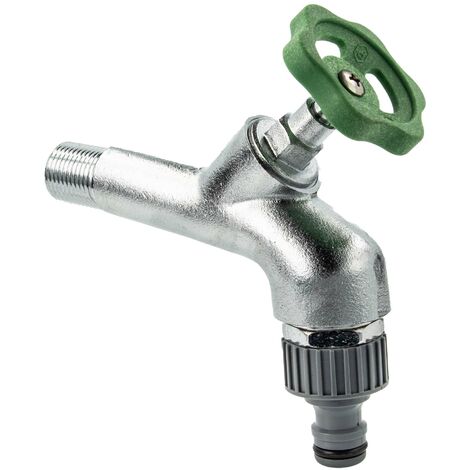 tecuro Auslaufventil 1/2 Zoll, Handrad-Oberteil, Steckkupplung - Messing mattverchromt
