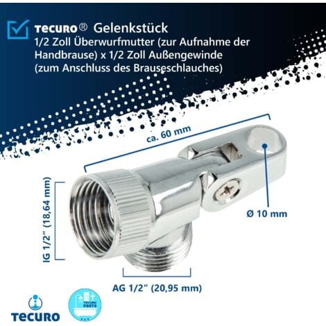 tecuro Gelenkstück - Aufnahme für Brausestangen und Schläuche
