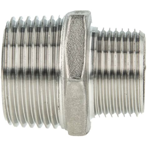 tecuro Reduktions-Doppelnippel Edelstahl V4A (AISI 316), AG/AG 3/4 x 1/8 Zoll