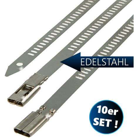 MASTERPROOF PROFESSIONAL Edelstahl Kabelbinder, 7 x 350 mm, 10-teilig, rostfrei und hitzebeständig (1/2)