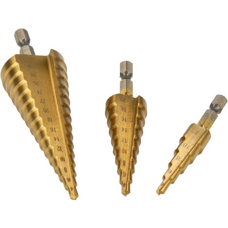 MASTERPROOF PROFESSIONAL HSS - Stufenbohrer Satz 3-teilig, Ø 4 mm bis 32 mm, in Metallbox (1/4)