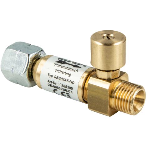 GOK Schlauchbruchsicherung SBS/MA G 1/4 LH-ÜM x G 1/4 LH-KN 50 mbar Niederdruck
