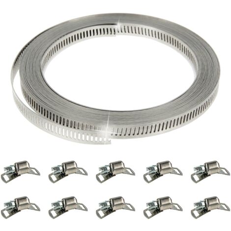 tecuro Schlauchschellen Endlosband Set: 5 Meter, Bandbreite 9 mm, inkl. 25 Schlösser (1/4)