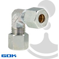 Schneidringverschraubung Typ W - 90° Winkel Verschraubung Ø 12 x 12 mm, Stahl verzinkt, Schneidring Messing