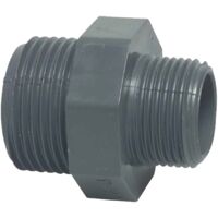 Profec Doppelnippel reduziert, PVC-U 1 1/4 Zoll AG x 1 Zoll AG, 10 bar, grau