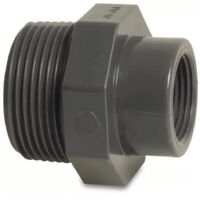 Profec Reduzierstück, PVC-U, 1 Zoll AG x 3/4 Zoll IG, 10 bar, grau