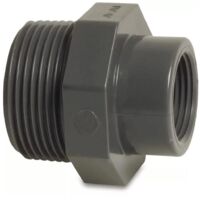 Profec Reduzierstück, PVC-U, 2 Zoll AG x 1 1/4 Zoll IG, 10 bar, grau