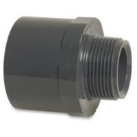 Mega Übergangsnippel PVC-U 32/40 mm x 1 1/4 Zoll Klebemuffe/Klebestutzen x Außengewinde 10 bar, grau