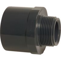 Mega Übergangsnippel PVC-U 40/50 mm x 1 Zoll Klebemuffe/Klebestutzen x Außengewinde 10 bar, grau