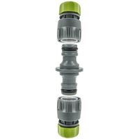Hydro-Fit Schlauchverbinder-Set mit Wasserstopp, für Schlauch 1/2 Zoll (Ø 12 mm) PVC-U Grau/Grün