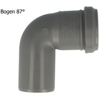 HT Bogen Ø 32 x 87°, mit einseitiger Steckmuffe und Gummidichtung, PP-grau