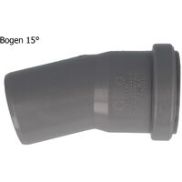 HT Bogen Ø 90 x 15°, mit einseitiger Steckmuffe und Gummidichtung