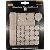 MASTERPROOF PROFESSIONAL Filz Möbelgleiter Sortiment, beige, selbstklebend 38-teilig