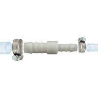 tecuro Schlauchverbinder reduziert Ø 8 mm x Ø 12 mm, mit Edelstahlschlauchschellen - Nylon weiß