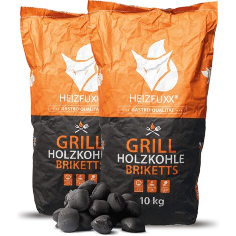 Heizfuxx Grillholzkohlebriketts 10kg x 2 Sack 20kg