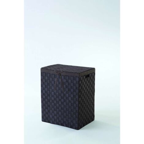Compactor Tex Cesto Portabiancheria Quadrato con Coperchio, Cioccolato, Tessuto con Struttura in Metallo, Fodera in Lino Rimovibile, 38 x 25 x 60H cm, RAN6896
