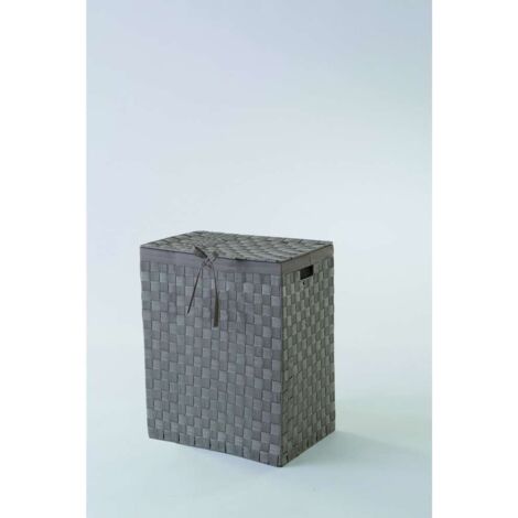 Compactor Tex Cesto Portabiancheria Quadrato con Coperchio, Talpa, Tessuto con Struttura in Metallo, Fodera in Lino Rimovibile, 38 x 25 x 60H cm, RAN6895