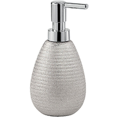 Gedy Astrid Dosatore di sapone, ceramica, argento, 8,3 x 8,3 x 16,6 (1/2)