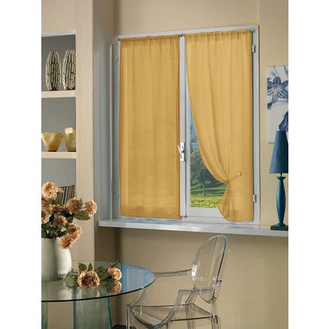 Home Collection TCBUC119/240 Tendina Coppia Boucle, Poliestere, Giallo, 70 x 240 cm, 2 Unita'