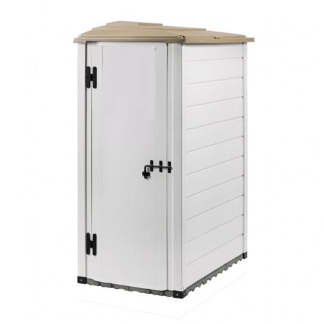 Casetta da Giardino in Resina Tuscany Evo 100.1 con porta reversibile, Pavimentazione inclusa, colore Beige, 132x88x195h cm
