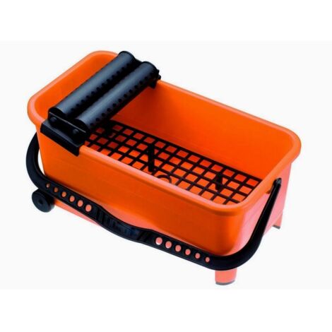 Vasca Lava Pezzi Per Officina Vaschetta Lavaggio 'Pulirapid' Con Ruote - 3 Rulli In Acciaio, Griglia E Frattone | Plastica Antiurto Vaschetta Lavaggio Con Frattazzo