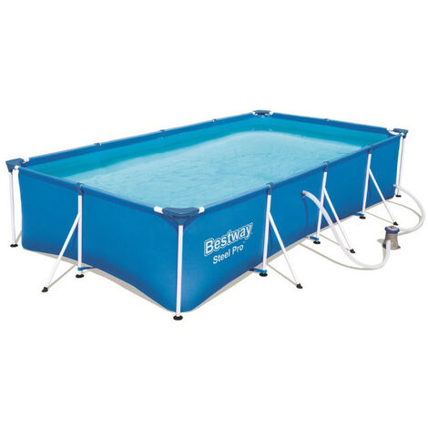 Bestway – Piscina rettangolare in acciaio Steel Pro 300x201x66 cm – Struttura tubolare anti corrosione – Materiale TriTech™ resistente – Pompa di filtraggio 1249 l/h (1/2)