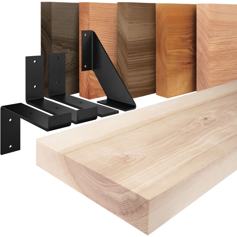 Holzregal Basic LW-01-A-001-100LS Roh / Schwarz 100cm LAMO Manufaktur Wandregal Holz Baumkante Holzregal Basic LW-01-A-001-100LS Roh / Schwarz 100cm LAMO Manufaktur Wandregal Holz Baumkante