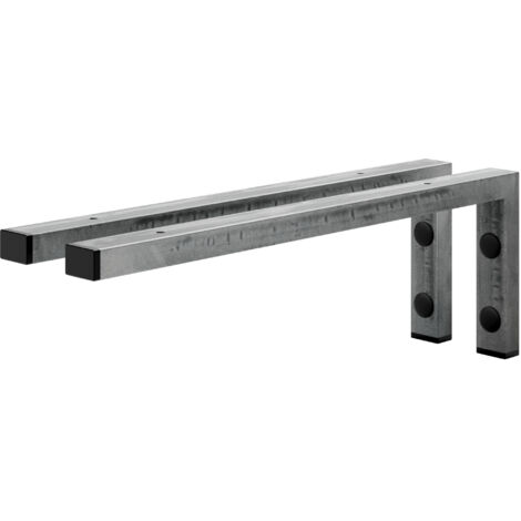 Holzbrink 2x Wandkonsole Rohstahl mit Klarlack für Waschtisch, 450x150 mm Modell L