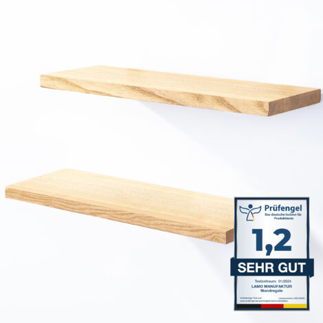 LAMO Manufaktur 2 Stück Wandregal aus Holz 2x 42cm SET 4 Gerade Farbe: Natur (1/5)