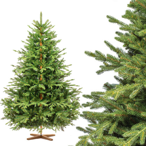 FairyTrees Weihnachtsbaum künstlich 180 cm ALPENTANNE Premium mit Christbaum Holzständer Tannenbaum künstlich mit Naturgetreue Spritzguss Elemente Made in EU