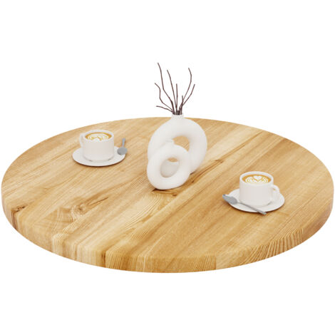 LAMO Manufaktur Tischplatte rund 80 cm aus Naturholz Holzplatte für Esstisch, Küchentisch, Bistrotisch, Bartisch Stärke: 40 mm Farbe: Rustikal (1/5)