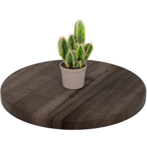 LAMO Manufaktur Holzplatte rund 40 cm aus Naturholz Tischplatte für Couchtisch, Kaffeetisch, Stärke: 28 mm Farbe: Ebenholz (1/5)