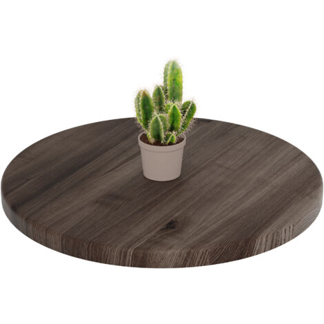 LAMO Manufaktur Holzplatte rund 50 cm aus Naturholz Tischplatte für Couchtisch, Kaffeetisch, Stärke: 28 mm Farbe: Ebenholz (1/5)