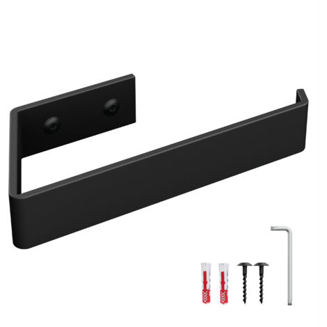 HOLZBRINK Toilettenpapierhalter Schwarz matt 164x72 mm Klopapierhalter mit Wandmontage für Badezimmer, Toilette WC Papier Halterung zum Bohren