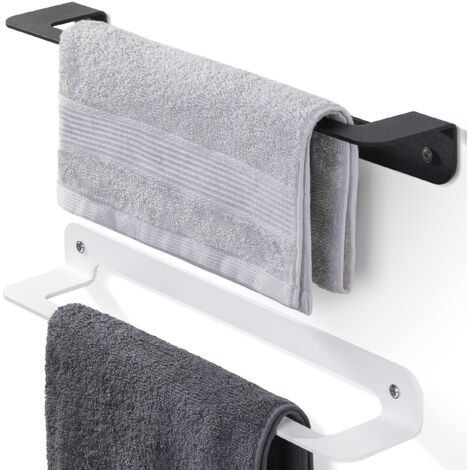 LAMO Handtuchhalter Bad Wandmontage, Handtuchstange Schwarz, Single 60x8x5 cm, 1 Stück, HLW-600-9005