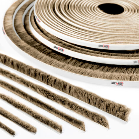 STEIGNER 5m Bürstendichtung BRAUN Dichtungsbürste Türbürste selbstklebend Fenster Türen, Höhe 6 mm