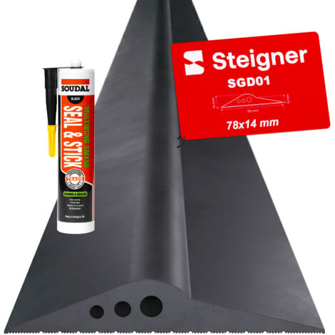 STEIGNER Garagentor Bodenabdichtung 2,315m aus EPDM 14mm x 78mm, SGD01 - Garagentor-Schwellendichtungsset mit 1x Montagekleber, Türdichtung für alle Torarten - Zugluftstopper, Kälteschutz