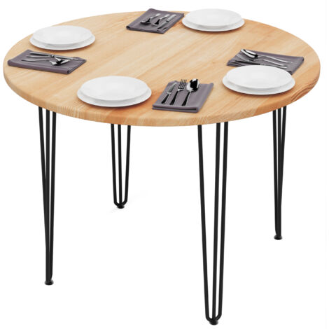 Esstisch rund 100 cm Stärke: 28mm, Farbe: Natur, Beine: Schwarz (1/5)