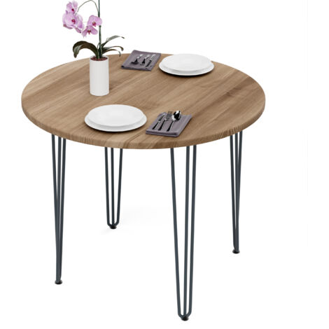 Esstisch rund 90 cm Stärke: 28mm, Farbe: Nussbaum, Beine: Anthrazit (1/5)