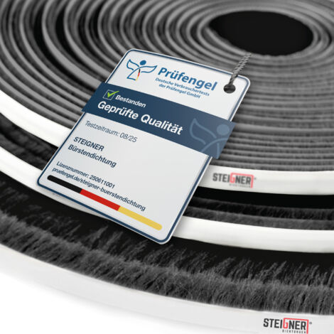 STEIGNER Bürstendichtung selbstklebend Schwarz 4 mm x 10 m - Robuste Türdichtung für Schiebetüren, Kleiderschränke, Möbel - Türbürstendichtung, Staubschutz, Geräuschdämmung