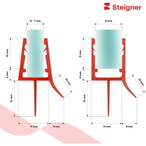 STEIGNER Duschdichtung, 70cm, Glasstärke 6/7/ 8 mm, Vorgebogene PVC Ersatzdichtung für Runddusche, UK03
