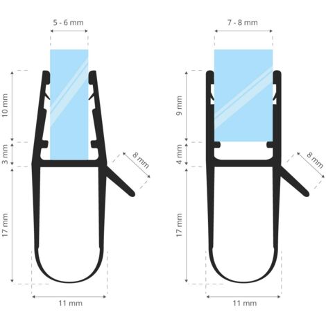 STEIGNER Duschdichtung, 30cm, Glasstärke 5/6/ 7/8 mm, Vorgebogene PVC Ersatzdichtung für Runddusche, UK17