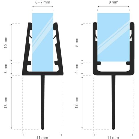 STEIGNER Duschdichtung, 60cm, Glasstärke 6/7/ 8 mm, Vorgebogene PVC Ersatzdichtung für Runddusche, UK10