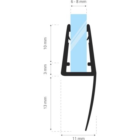STEIGNER Duschdichtung, 30cm, Glasstärke 6/7/ 8 mm, Vorgebogene PVC Ersatzdichtung für Runddusche, UK55