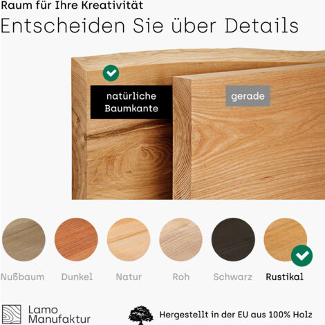 Lamo Manufaktur Wandregal Holz Baumkante  Regal Farbe: Rustikal  Pure: ohne Montage Set  40 cm