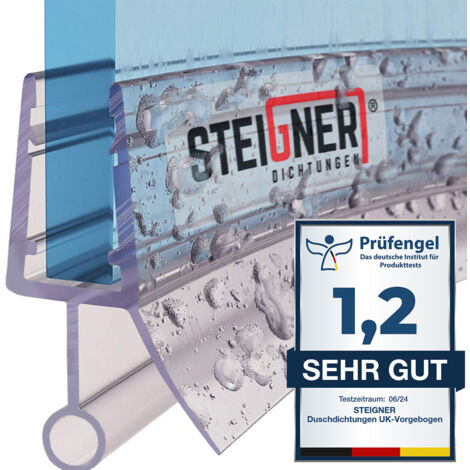 STEIGNER Duschdichtung, 70cm, Glasstärke 6/7/ 8 mm, Vorgebogene PVC Ersatzdichtung für Runddusche, UK08