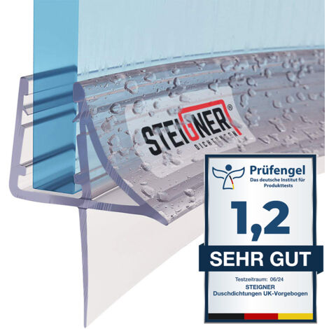 STEIGNER Duschdichtung, 100cm, Glasstärke 6/7/ 8 mm, Vorgebogene PVC Ersatzdichtung für Runddusche, UK09